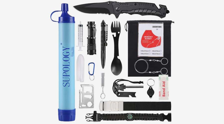 SUPOLOGY Emergency Survival Gear Kits -23 in 1 Outdoor Tactical